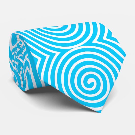 Spiral Pattern - Sky Blue und White Krawatte (Gerollt)