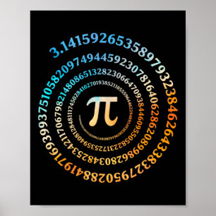 Spiral Pi Day Retro Pi Nummer 3.14 Symbol Pi Tag M Poster