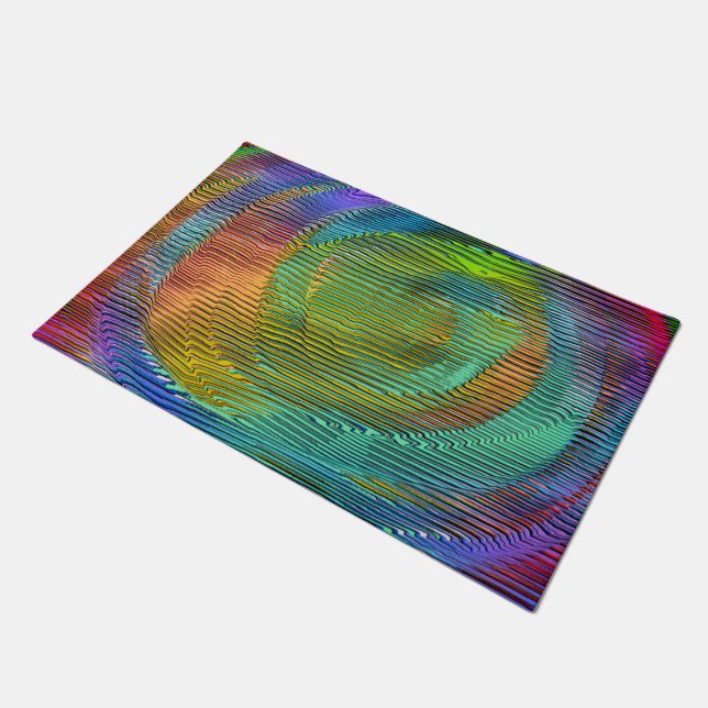 Spiral Rainbow mit Relief und chaotischen Streifen Fußmatte (Schrägansicht)