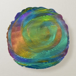 Spiral Rainbow mit Relief und chaotischen Streifen Rundes Kissen