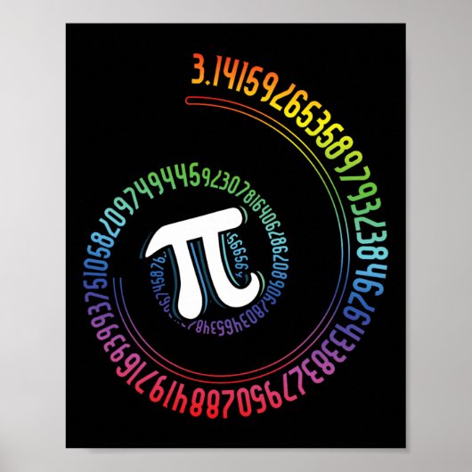 Spiral Rainbow Nerd Mah Geek Mathematiker Pi Day Poster (Vorne)