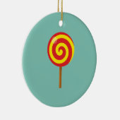 Spiral Red Yellow Lollipop Keramik Ornament (Rechts)