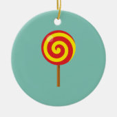 Spiral Red Yellow Lollipop Keramik Ornament (Vorne)