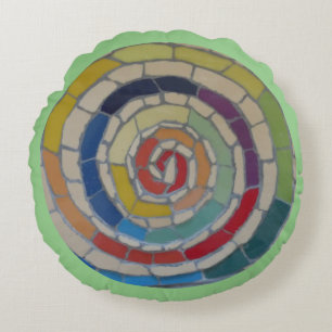 Spiral-Regenbogen-Mosaik-Yoga-Rundkissen Rundes Kissen