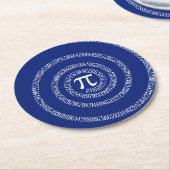 Spiral Rings for Pi on Navy Blue Runder Pappuntersetzer (Angewinkelt)