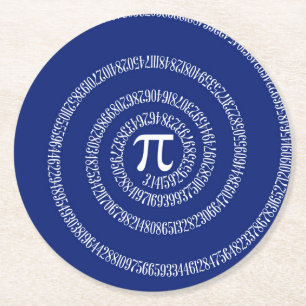 Spiral Rings for Pi on Navy Blue Runder Pappuntersetzer