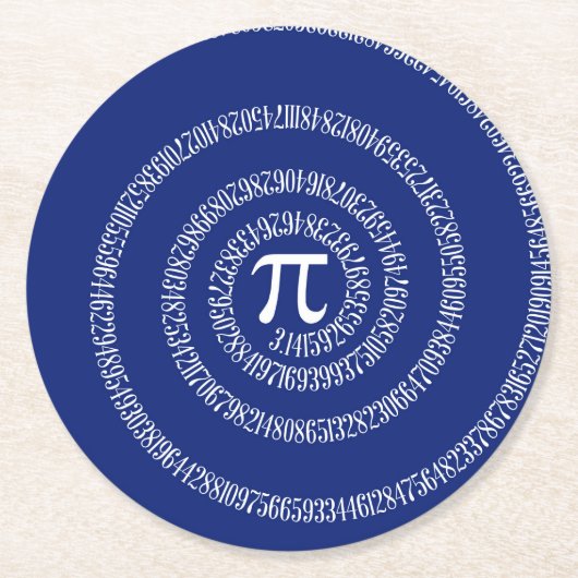 Spiral Rings for Pi on Navy Blue Runder Pappuntersetzer (Vorderseite)