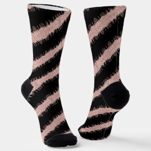 Spiral Rose Gold Glitzer Black Socks Socken