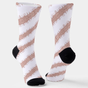 Spiral Rose Gold Glitzer Weiße Socken