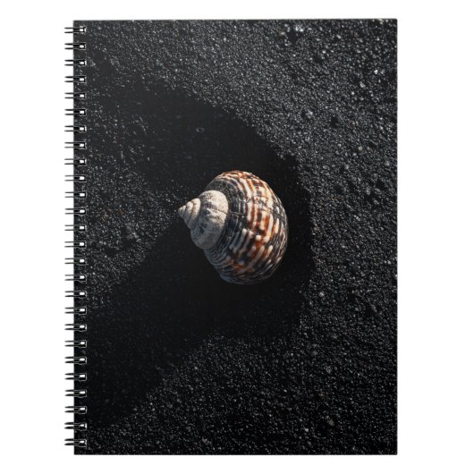 Spiral Seashell Black Sand Notebook Notizblock (Vorderseite)