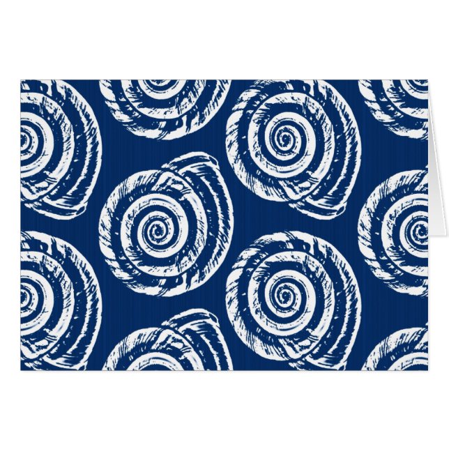 Spiral Seashell Block Print, Cobalt Blue und White (Vorderseite (Horizontal))