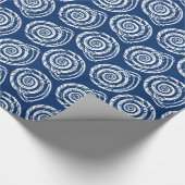 Spiral Seashell Block Print, Cobalt Blue und White Geschenkpapier (Ecke)