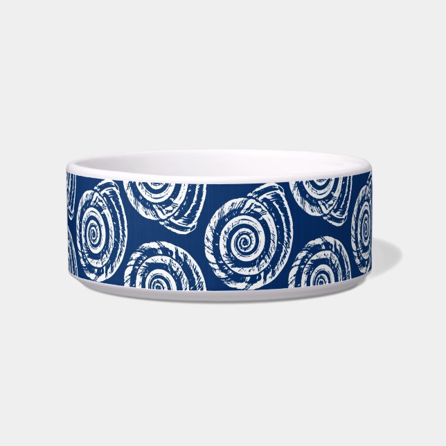 Spiral Seashell Block Print, Cobalt Blue und White Napf (Links)