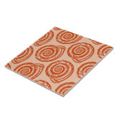 Spiral Seashell Block Print, Coral Orange Fliese (Seite)