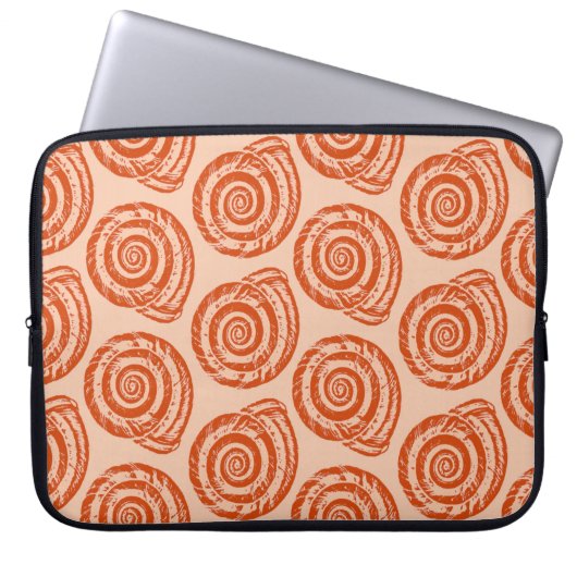 Spiral Seashell Block Print, Coral Orange Laptopschutzhülle (Vorderseite)