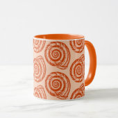 Spiral Seashell Block Print, Coral Orange Tasse (VorderseiteRechts)
