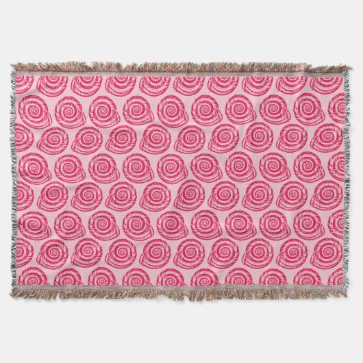 Spiral Seashell Block Print, Coral Pink & Fuchsia Decke (Vorderseite)