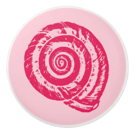 Spiral Seashell Block Print, Coral Pink & Fuchsia Keramikknauf