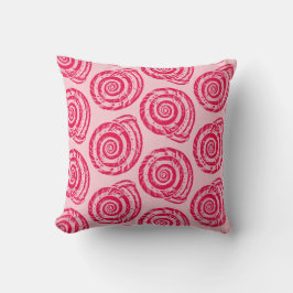 Spiral Seashell Block Print, Coral Pink & Fuchsia Kissen