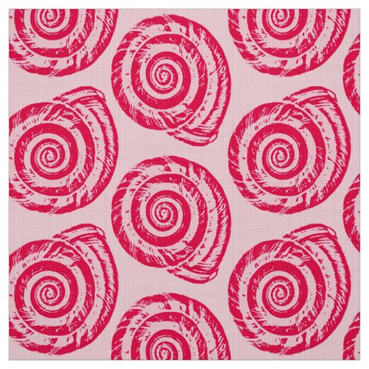 Spiral Seashell Block Print, Coral Pink & Fuchsia Stoff (Muster)