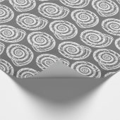 Spiral Seashell Block Print, grau / grau und weiß Geschenkpapier (Ecke)