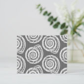 Spiral Seashell Block Print, grau / grau und weiß Postkarte (Stehend Vorderseite)