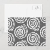 Spiral Seashell Block Print, grau / grau und weiß Postkarte (Vorne/Hinten)