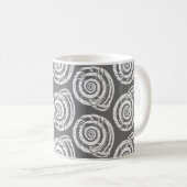 Spiral Seashell Block Print, grau und weiß Kaffeetasse (VorderseiteRechts)