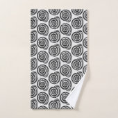 Spiral Seashell Block Print, Schwarz/Weiß Badhandtuch Set (Handtuch)