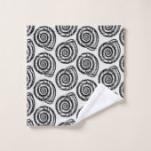 Spiral Seashell Block Print, Schwarz/Weiß Badhandtuch Set (Waschlappen)