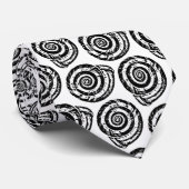 Spiral Seashell Block Print, Schwarz/Weiß Krawatte (Gerollt)