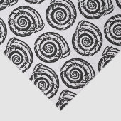 Spiral Seashell Block Print, Schwarz/Weiß Seidenpapier (Ausschnitt)