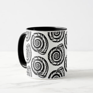 Spiral Seashell Block Print, Schwarz/Weiß Tasse
