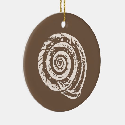 Spiral Seashell Block Print, Taupe Tan und Creme Keramik Ornament (Rechts)