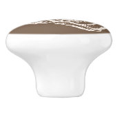 Spiral Seashell Block Print, Taupe Tan und Creme Keramikknauf (Seitenansicht)