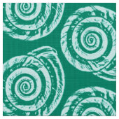 Spiral Seashell Block Print, Türkis und Aqua Stoff (Nahaufnahme)