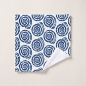 Spiral Seashell Block Print, White and Cobalt Blue Badhandtuch Set (Waschlappen)