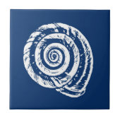 Spiral Seashell, Cobalt Blue und White Fliese (Vorderseite)
