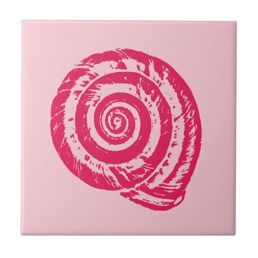 Spiral Seashell, Coral Pink und Fuchsia Pink Fliese (Vorderseite)