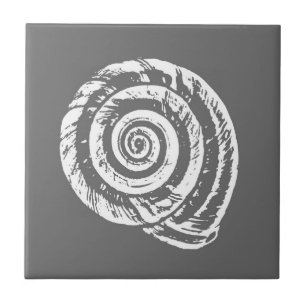 Spiral Seashell, grau/grau/weiß Fliese