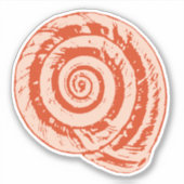 Spiral Seashell in Coral Orange Aufkleber (Vorderseite)