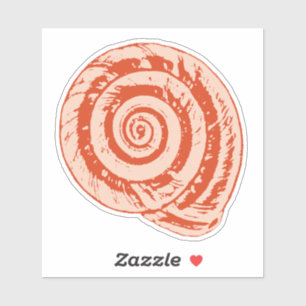 Spiral Seashell in Coral Orange Aufkleber