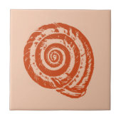 Spiral Seashell, Light Coral Orange Keramik Tile Fliese (Vorderseite)