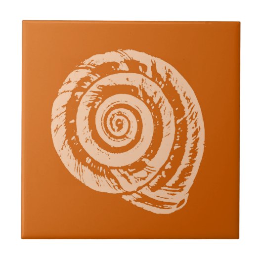 Spiral Seashell, Orangefarbene Keramik Fliese (Vorderseite)
