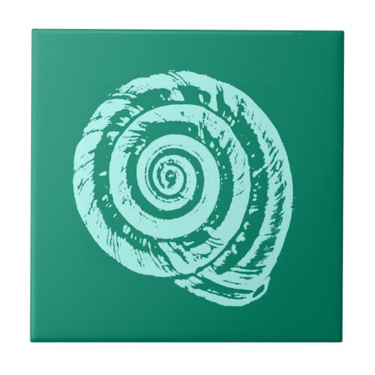 Spiral Seashell, Türkis und Aqua Fliese (Vorderseite)
