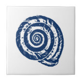 Spiral Seashell, White und Cobalt Blue Fliese (Vorderseite)