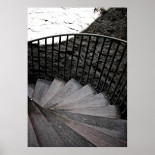 Spiral Staircase Black and White Poster