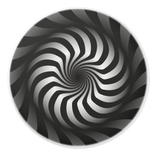 Spiral Swirl Black and White Cabinet Drawer Knobla Keramikknauf (Vorderseite)