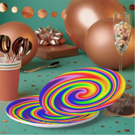 Spiral Swirl Soft Focus Rainbow Colors Celebration Pappteller