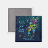 Spiral Trees Midnight Blue Wedding Save the Date Magnet (Vorderseite/Rückseite)